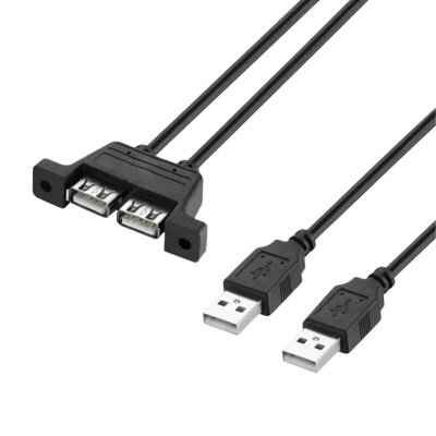 USB 2.0 2X Erkek-2X Dişi Panel Tipi Uzatma Kablosu - 50cm - 1