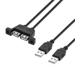 USB 2.0 2X Male-2X Female Panel Type Extension Cable - 50cm