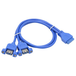 USB 3.0 19-Pin Dişi Anakart Kablosu to 2X USB 3.0 Dişi Panel Tipi Kablo