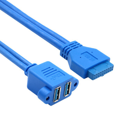 USB 3.0 19-Pin Female Motherboard Cable to Dual USB 3.0 Female Panel Type Cable - 2