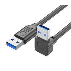 USB 3.0 Erkek-Erkek Yukarı Açılı Data ve Şarj Kablosu - 50cm - 1