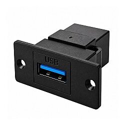 USB 3.0 Female Panel-Mount Connector - Black