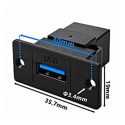 USB 3.0 Female Panel-Mount Connector - Black - 4