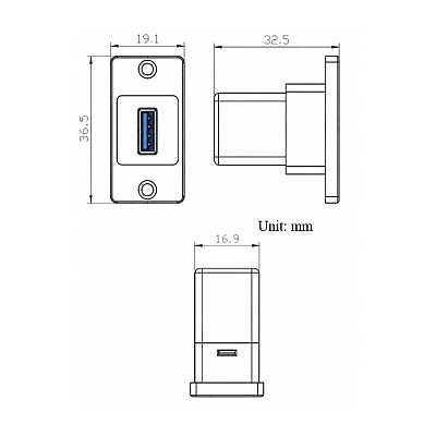 USB 3.0 Female Panel Mount Connector - SUSB3.0-C - 3