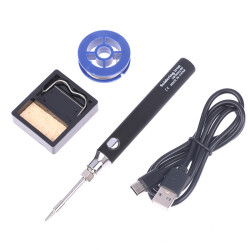 USB 5V 8W USB Black Pen Soldering Iron Set - Temperature Adjustable Mode Selection