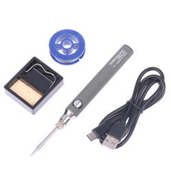 USB 5V 8W USB Gray Pen Soldering Iron Set - Temperature Adjustable Mode Selection