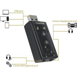 USB 7.1 Kanal Kulaklık + Mikrofon Ses Kartı - 3