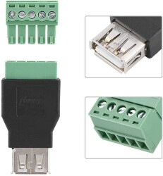 USB Female to 5-Pin Terminal Converter / USB 2.0 to 5-Pin Terminal - 3