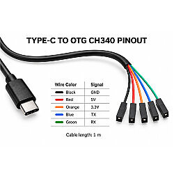 USB Type-C to Serial 232 TTL OTG Converter Cable - CH340 - 4