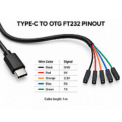 USB Type-C to Serial 232 TTL OTG Converter Cable - FT232 - 4