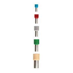VE1008 3 mm Red Insulated Single Entry Ferrule - 10 Pieces