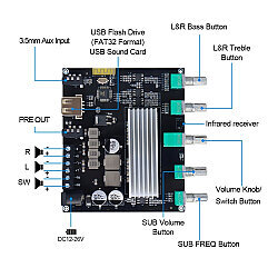 VTF-MC07 2x60W + 150W 2.1 Channel Bluetooth Amplifier Module - 2