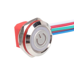 WD12C1-Wired-P1-EC 12mm Flat Spring RGB Illuminated Metal Button - Wired