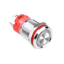 WD12D-P1-E 12mm Düz Yaylı Işıklı Metal Buton - Mavi