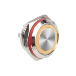 WD16C1-Pin-P1-E 16mm Düz Yaylı Işıklı Metal Buton - Sarı - 1