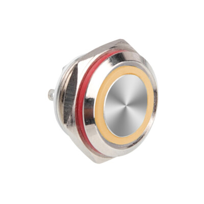 WD16C1-Pin-P1-E 16mm Düz Yaylı Işıklı Metal Buton - Sarı - 1
