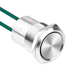 WD19D1-P2Z 19mm Düz Anahtarlı Kablolu Metal Buton