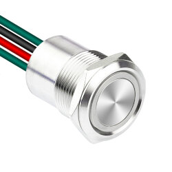 WD19D1-P2Z-E 19mm Flat Key Illuminated Metal Button with Cable - White