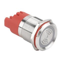 WD19F-P0-S24VR DX 19mm Intermittent Sound and Illumination Metal Buzzer - 24V