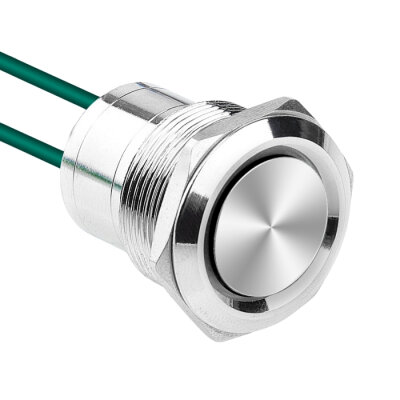 WD22D1-P2-E 22mm Düz Yaylı Kablolu Metal Buton - 1