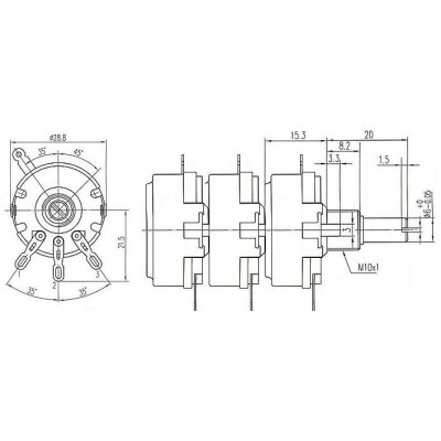 WTH118-2W Triple 47K 2W Single Turn Potentiometer - 2