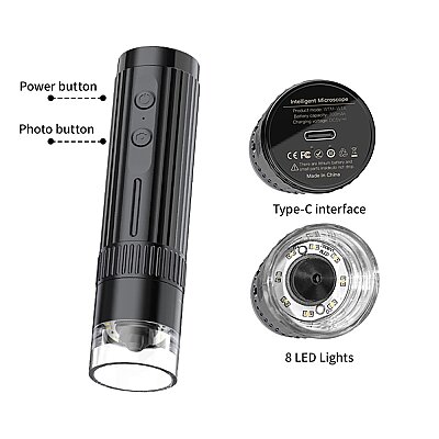 WTM-W1-A 50X-1000X WiFi Wireless Digital Microscope - Black - 3