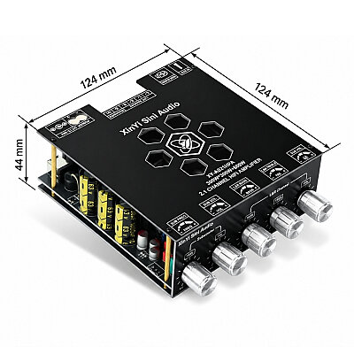 XY-AS21HPA 2x300W + 600W 2.1 Channel Bluetooth Amplifier Module - 4