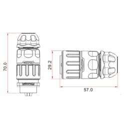 YM-20-C04PE-02-001 4-Pin Waterproof Connector - Male - 2