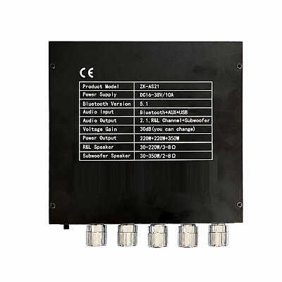 ZK-AS21 2x220W + 350W 2.1 Kanal Bluetooth Amfi Modülü - 3