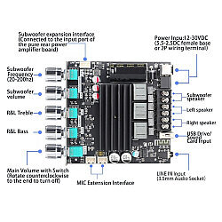 ZK-ST21 2x100W + 200W 2.1 Kanal Bluetooth Amfi Modülü - 2