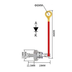 ZX25-12 25A 1200V Wired Metal Screw Diode - Anode - 2