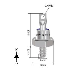 ZX40-12 40A 1200V Metal Screw Diode - Cathode - 2